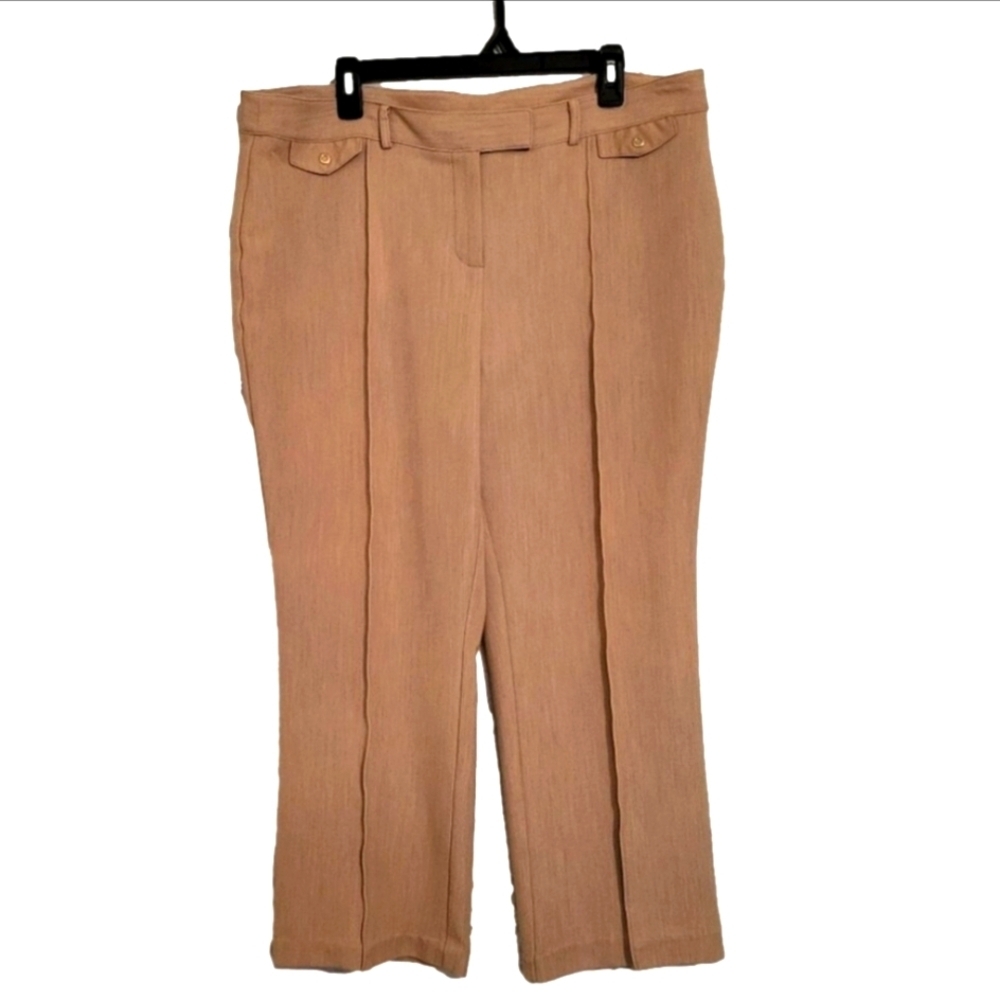 Anne Klein Tan Faux Front Flap Pockets Dress Pants